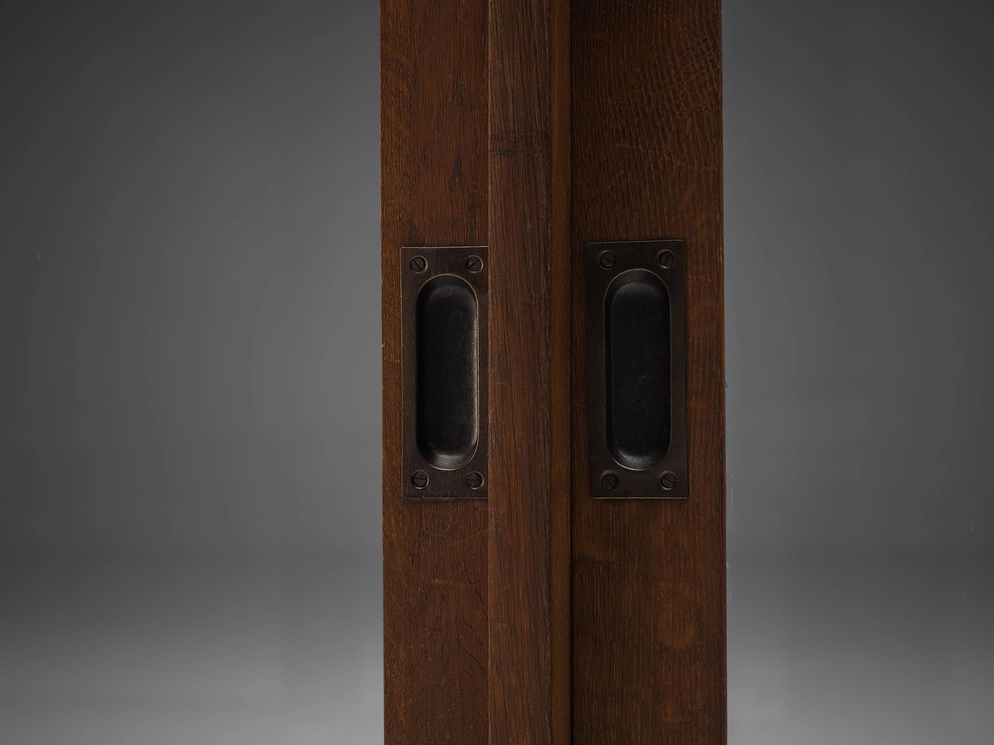 Large Art Deco Showcase in Stained Oak and Glass