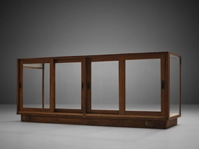 Large Art Deco Showcase in Stained Oak and Glass storage cabinet,organizer,furniture storage