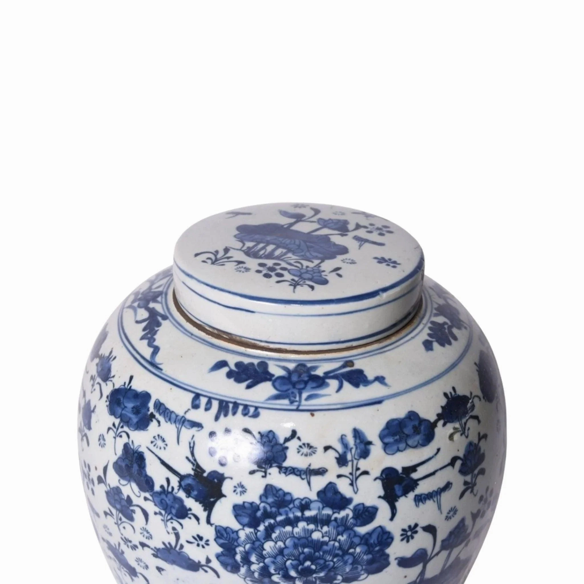 Large Blue & White Swallows & Flowers Ancestor Porcelain Jar