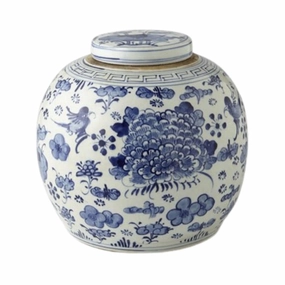 Large Blue & White Swallows & Flowers Ancestor Porcelain Jar vase,flower vase,home decoration