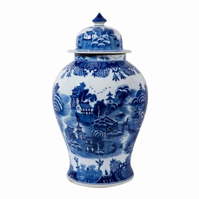 Large Blue and White Mountain Pagoda Porcelain Temple Jar vase,flower vase,home decoration