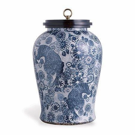 Large Blue Siberian Tiger Porcelain Jar With Lid vase,flower vase,home decoration