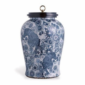 Large Blue Siberian Tiger Porcelain Jar With Lid vase,flower vase,home decoration