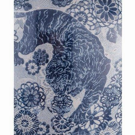 Large Blue Siberian Tiger Porcelain Jar With Lid