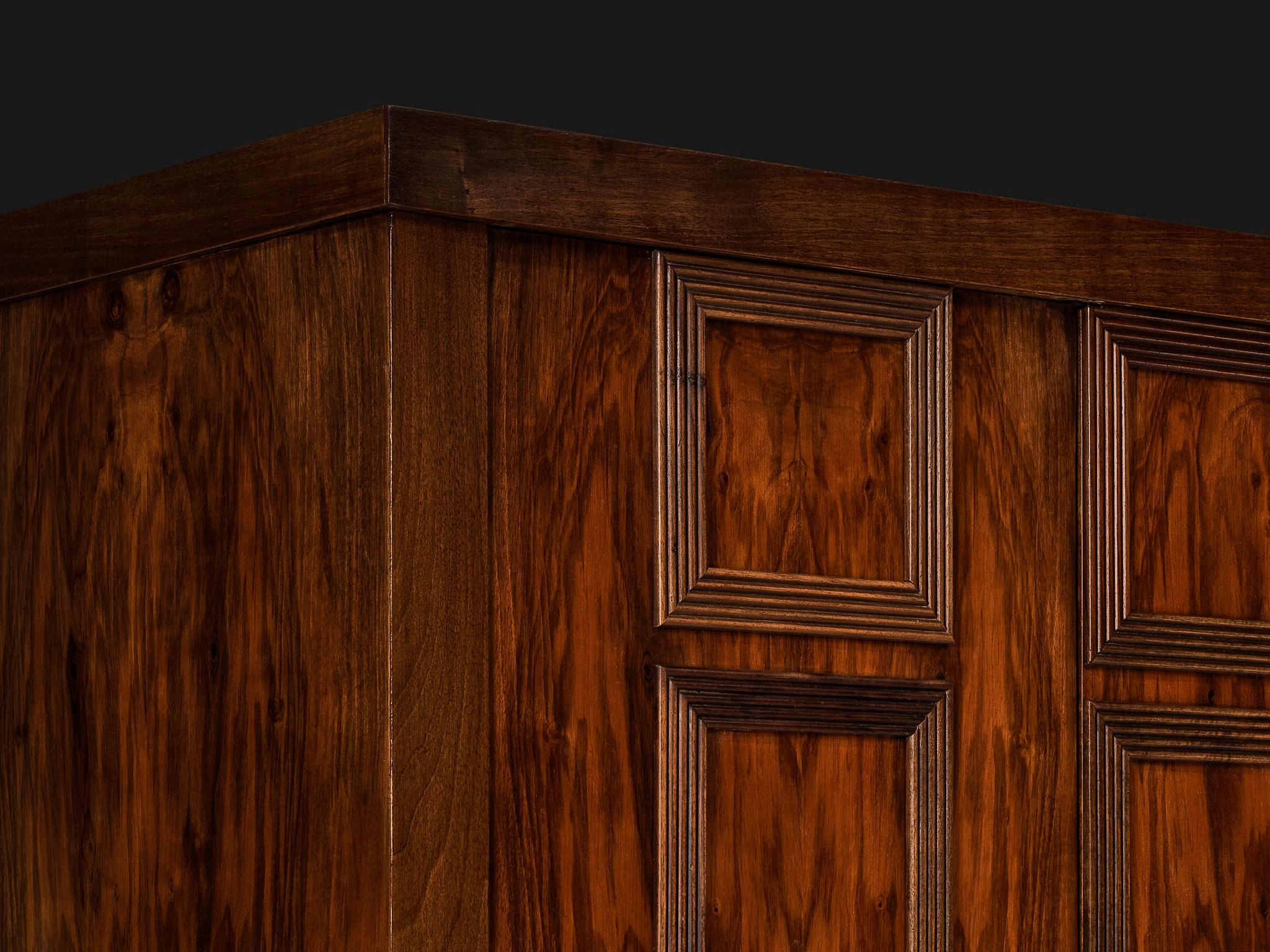 Large Italian Art Deco Wardrobe or Highboard in Walnut 1940s