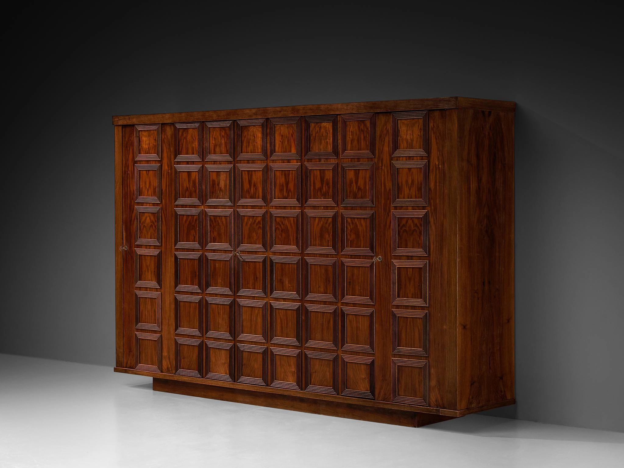 Large Italian Art Deco Wardrobe or Highboard in Walnut 1940s