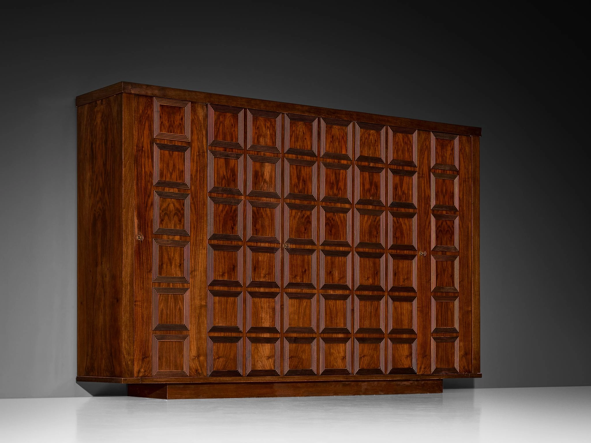 Large Italian Art Deco Wardrobe or Highboard in Walnut 1940s
