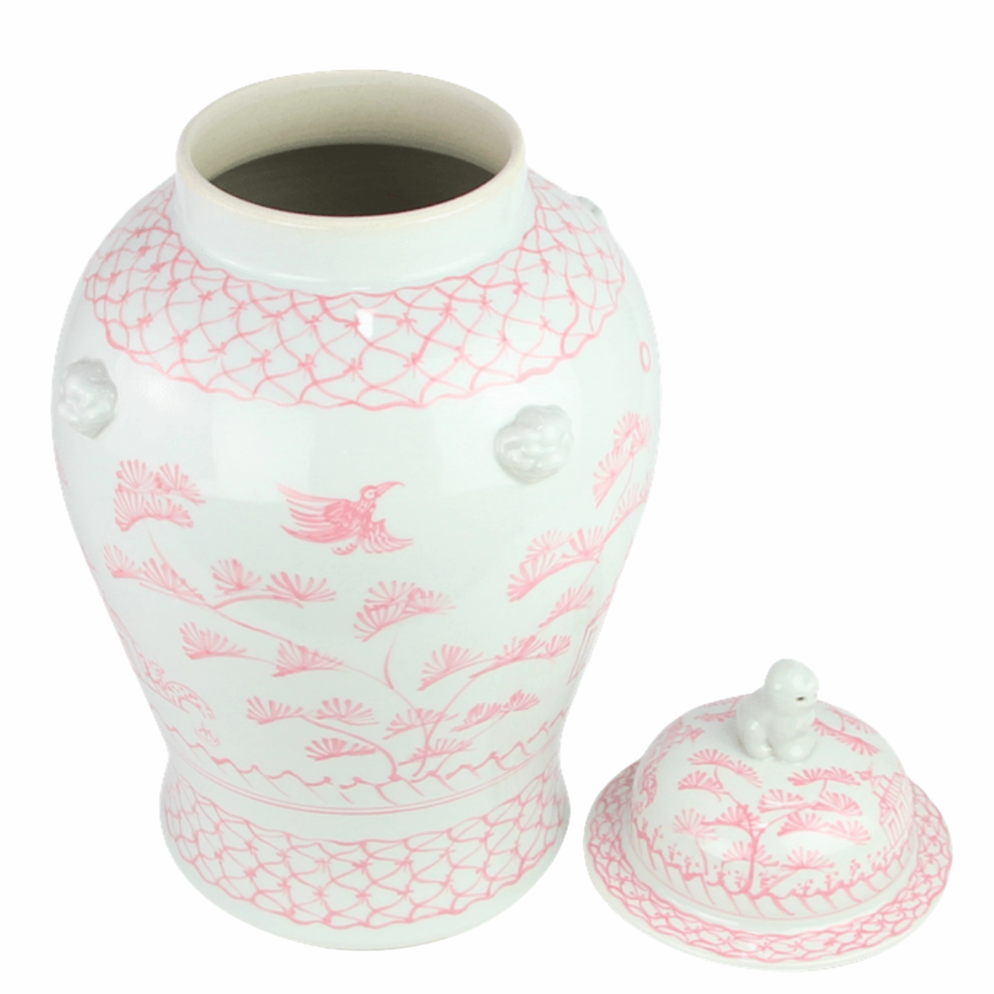Large Pink Village Scene Jar