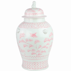 Large Pink Village Scene Jar vase,flower vase,home decoration