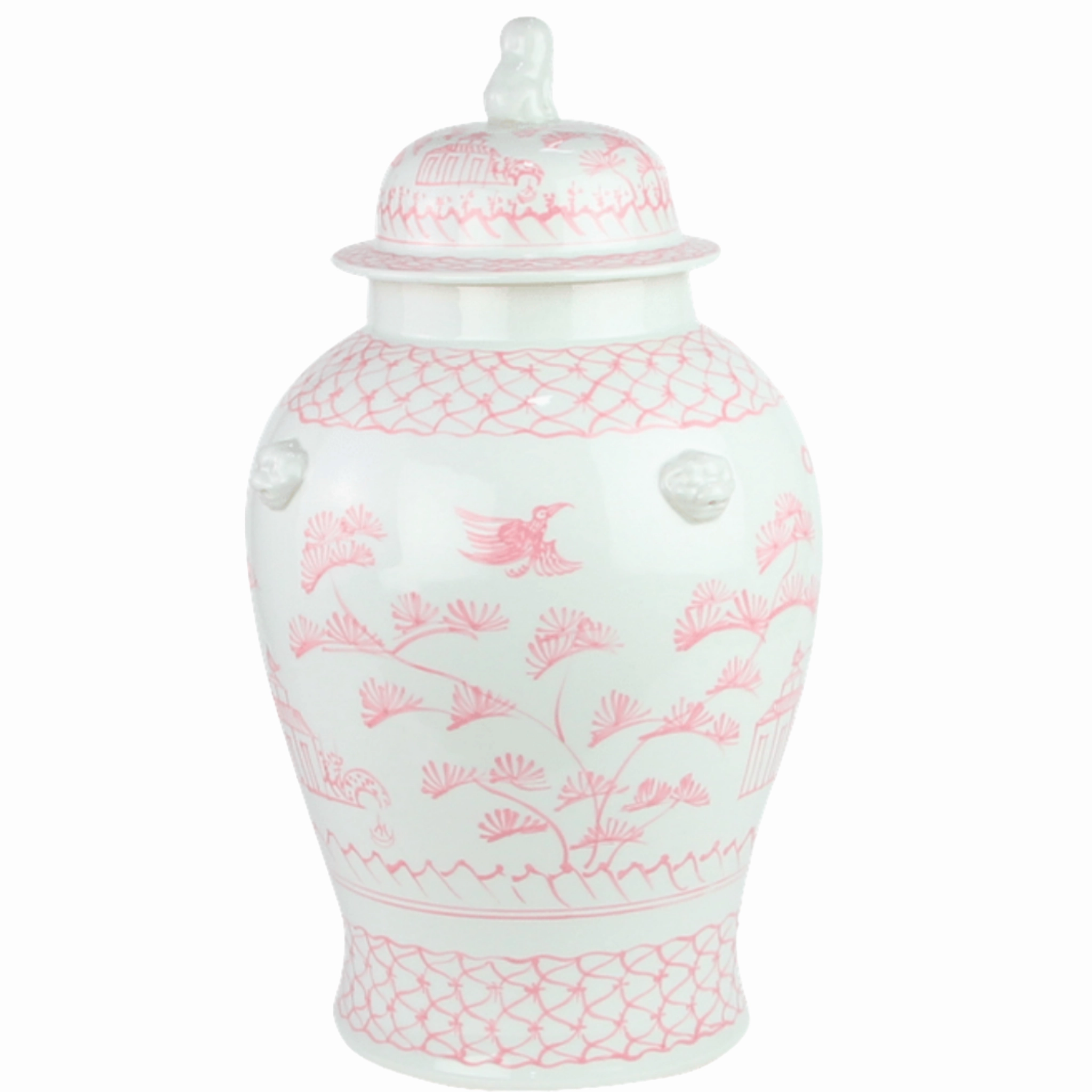 Large Pink Village Scene Jar vase,flower vase,home decoration
