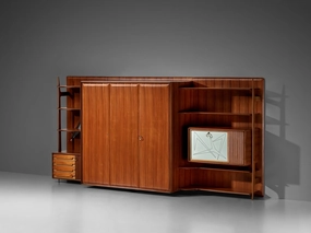 Large Versatile Italian Wall Unit in Teak storage cabinet,organizer,furniture storage
