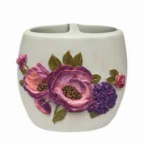 Laural Home Blue and Purple Florals Toothbrush Holder toothbrush holder,bathroom cup,bathroom organizer