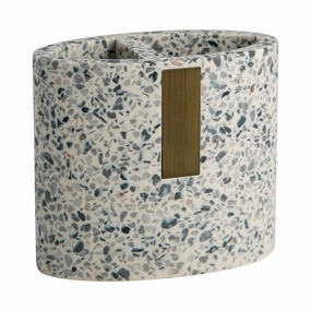 Lerrazzo Toothbrush Holder - Grey/Natrual - 4.13" x 2.2" x 3.55" toothbrush holder,bathroom cup,bathroom organizer