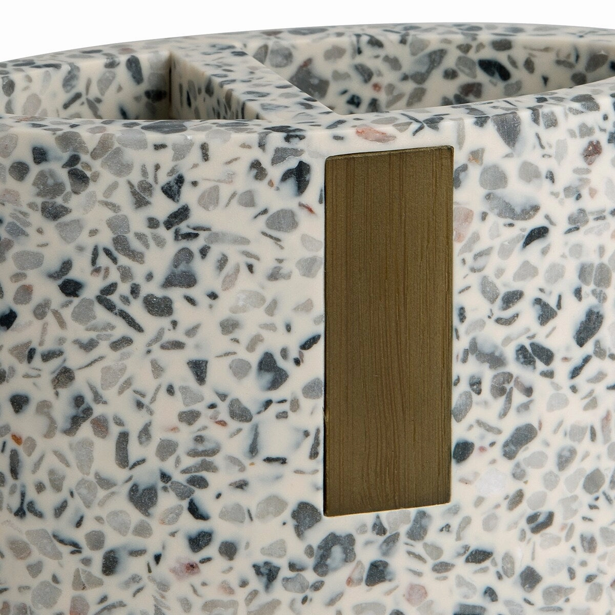 Lerrazzo Toothbrush Holder - Grey/Natrual - 4.13" x 2.2" x 3.55"