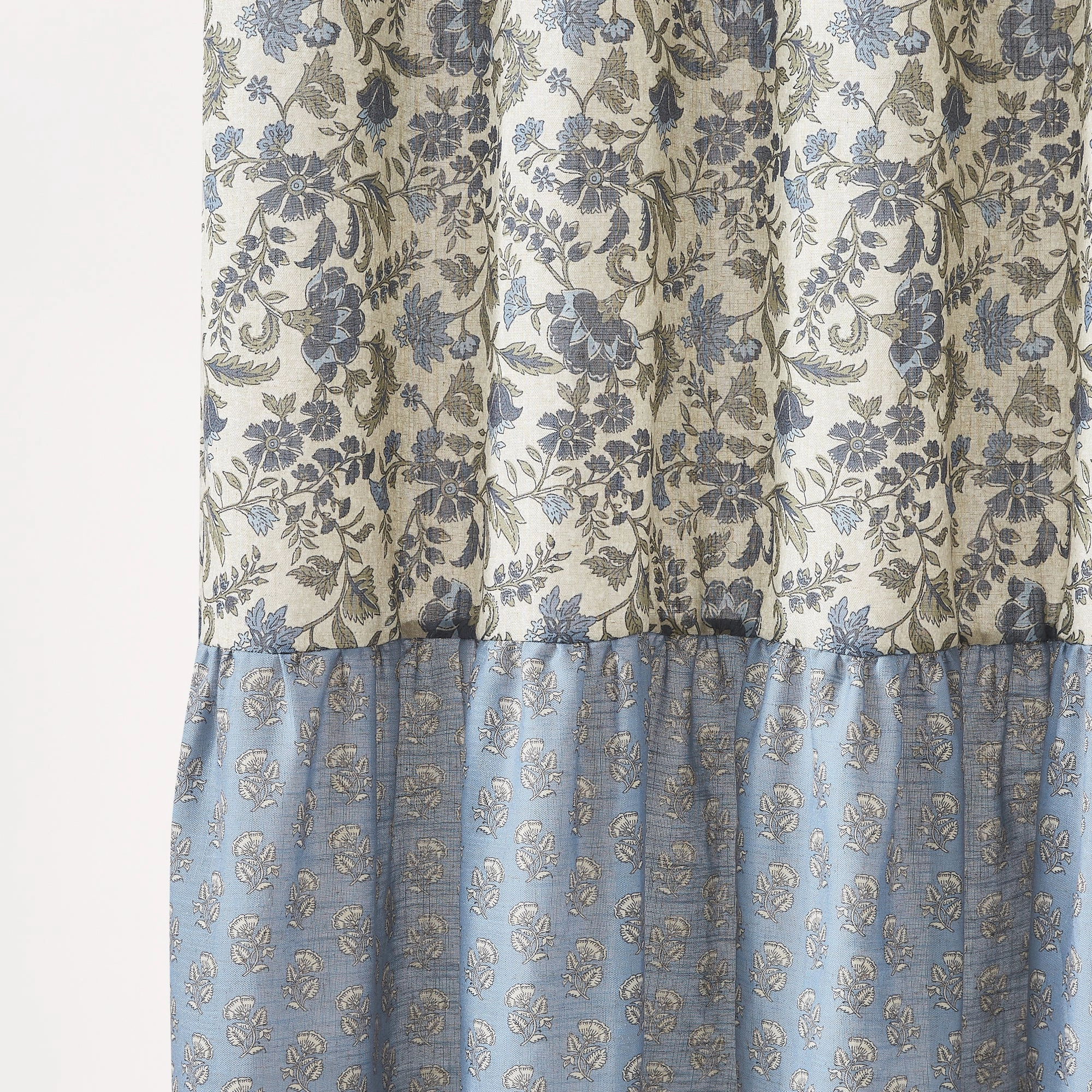 Lillian Block Print Linen Textured Shower Curtain