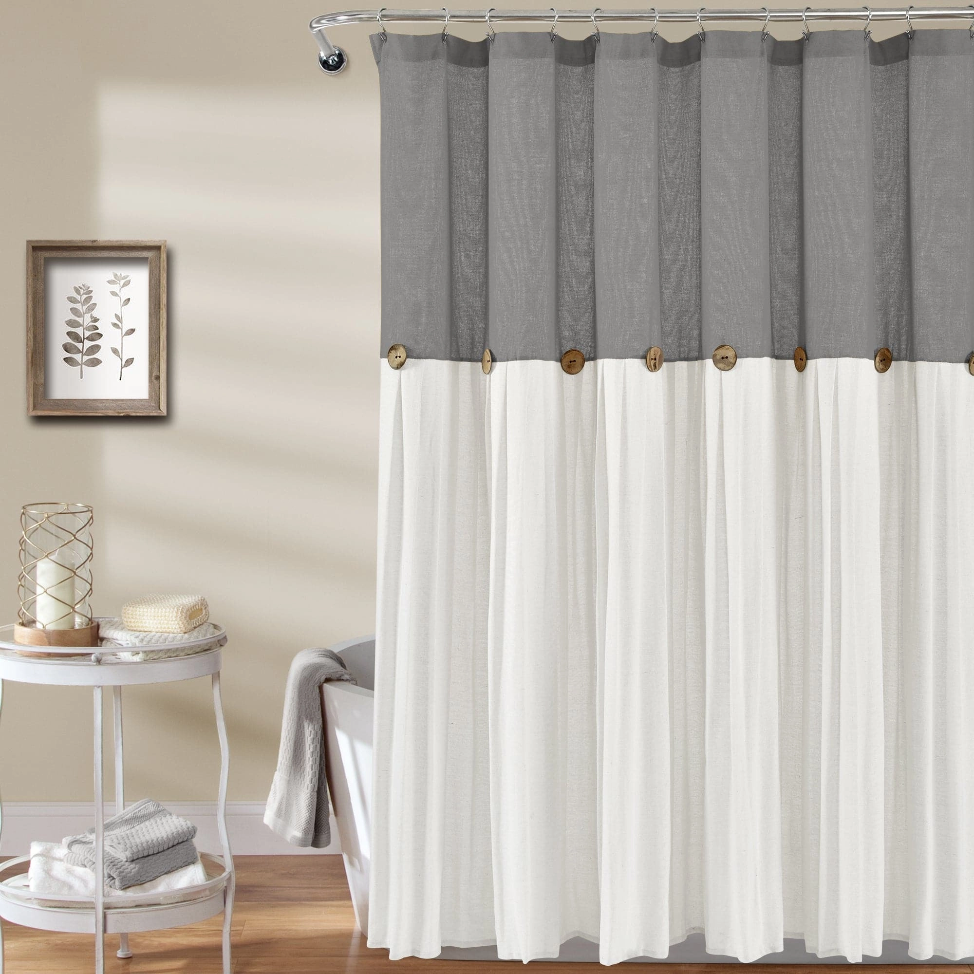 Linen Button Shower Curtain
