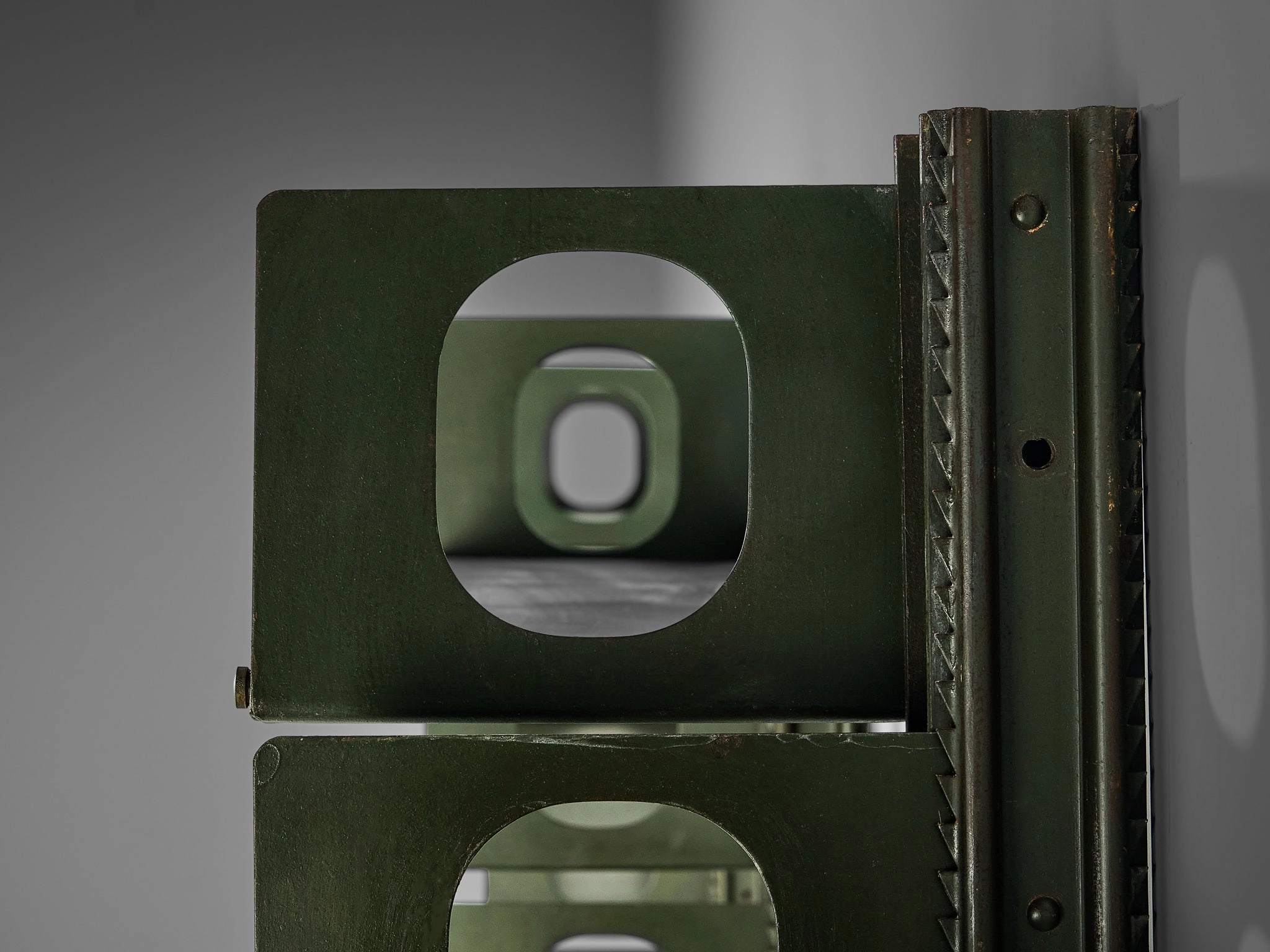 Lips Vago 'Triennale' Bookcases or Shelving System in Dark Green Lacquered Steel