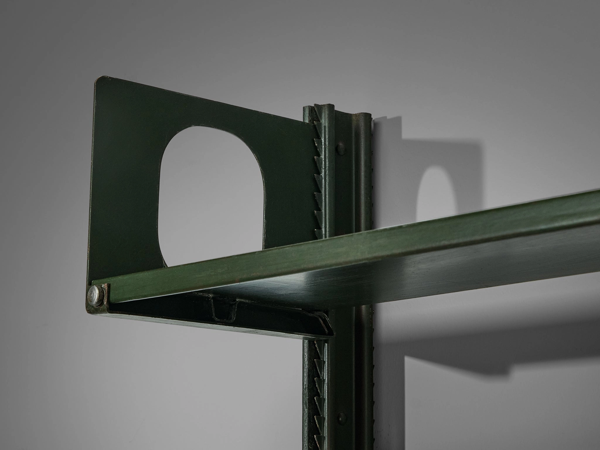Lips Vago 'Triennale' Bookcases or Shelving System in Dark Green Lacquered Steel