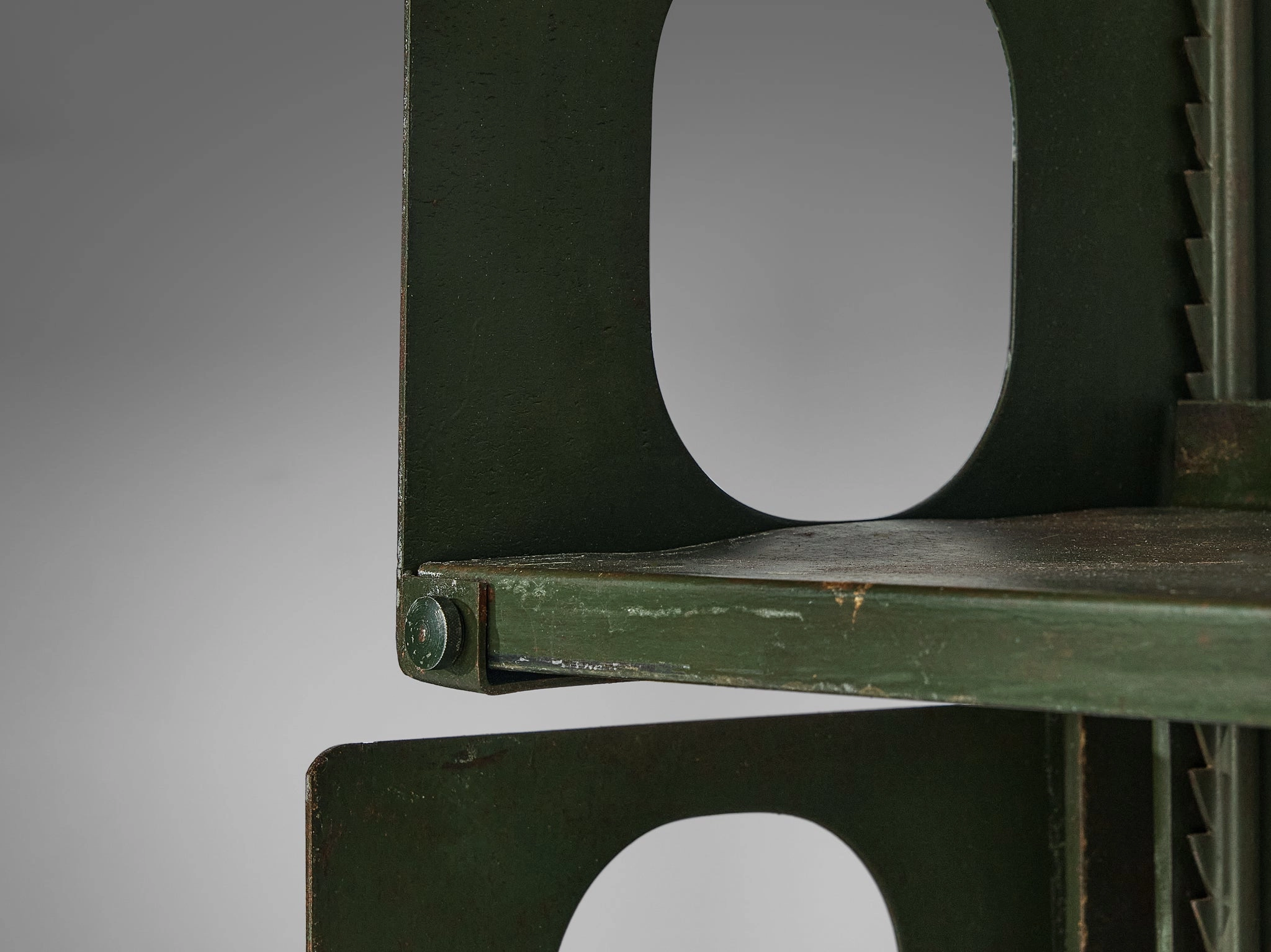 Lips Vago 'Triennale' Bookcases or Shelving System in Dark Green Lacquered Steel