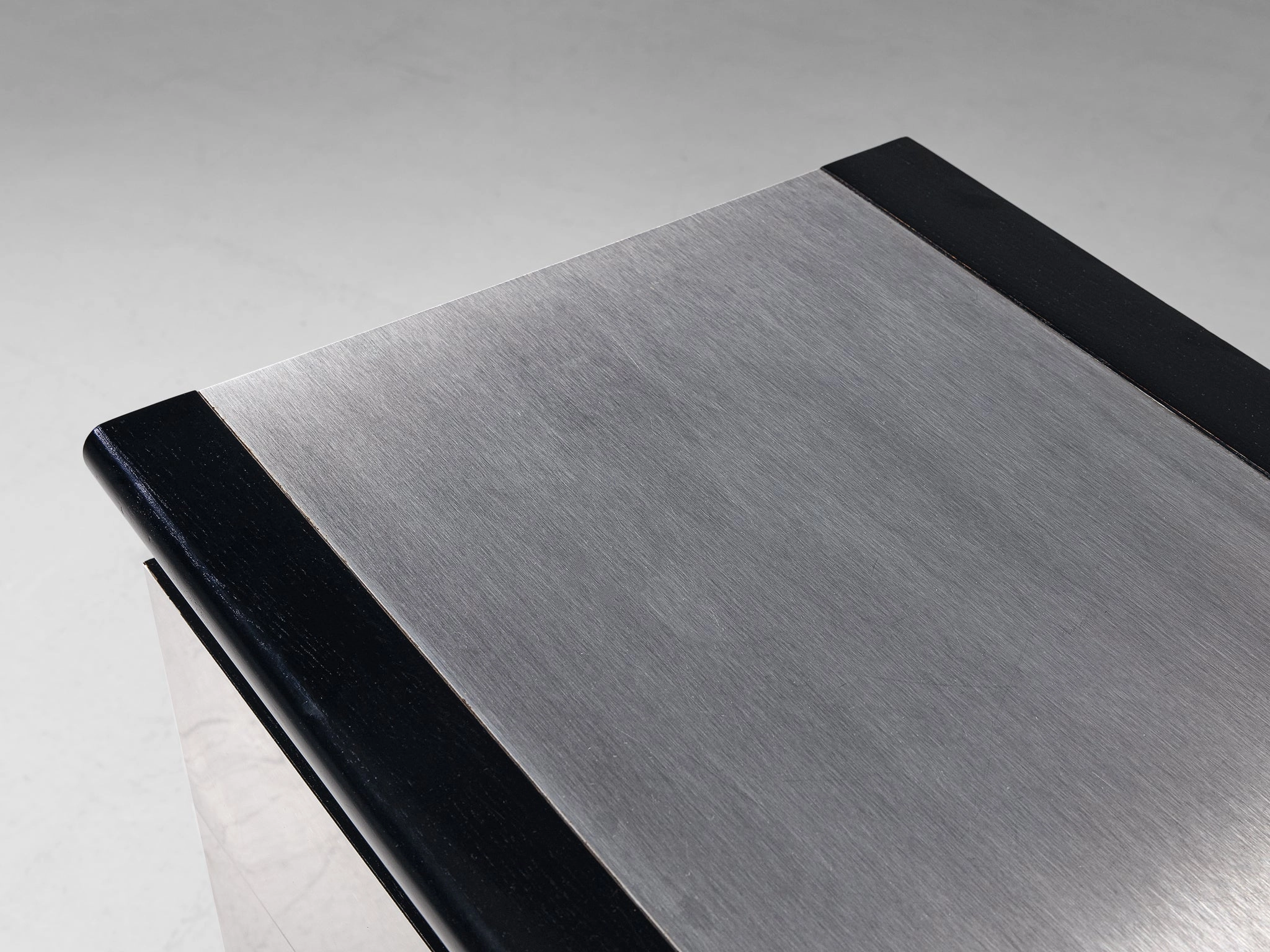 Lodovico Acerbis Chest of Drawers in Brushed Aluminum and Lacquered Oak
