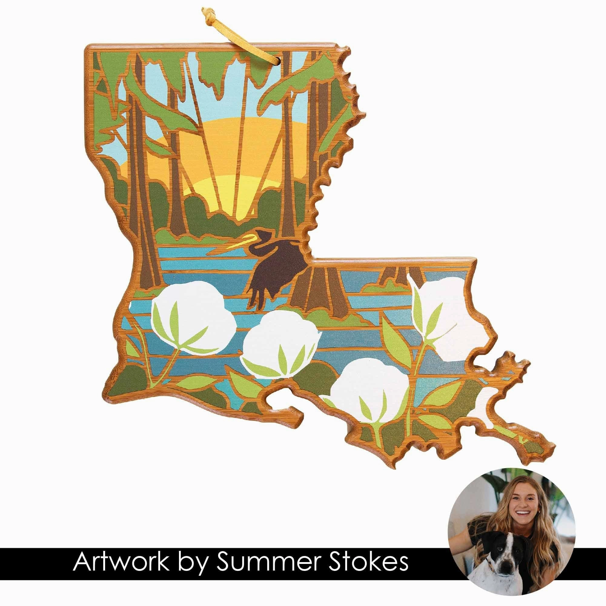 Louisiana Cutting Board with Artwork by Summer Stokes