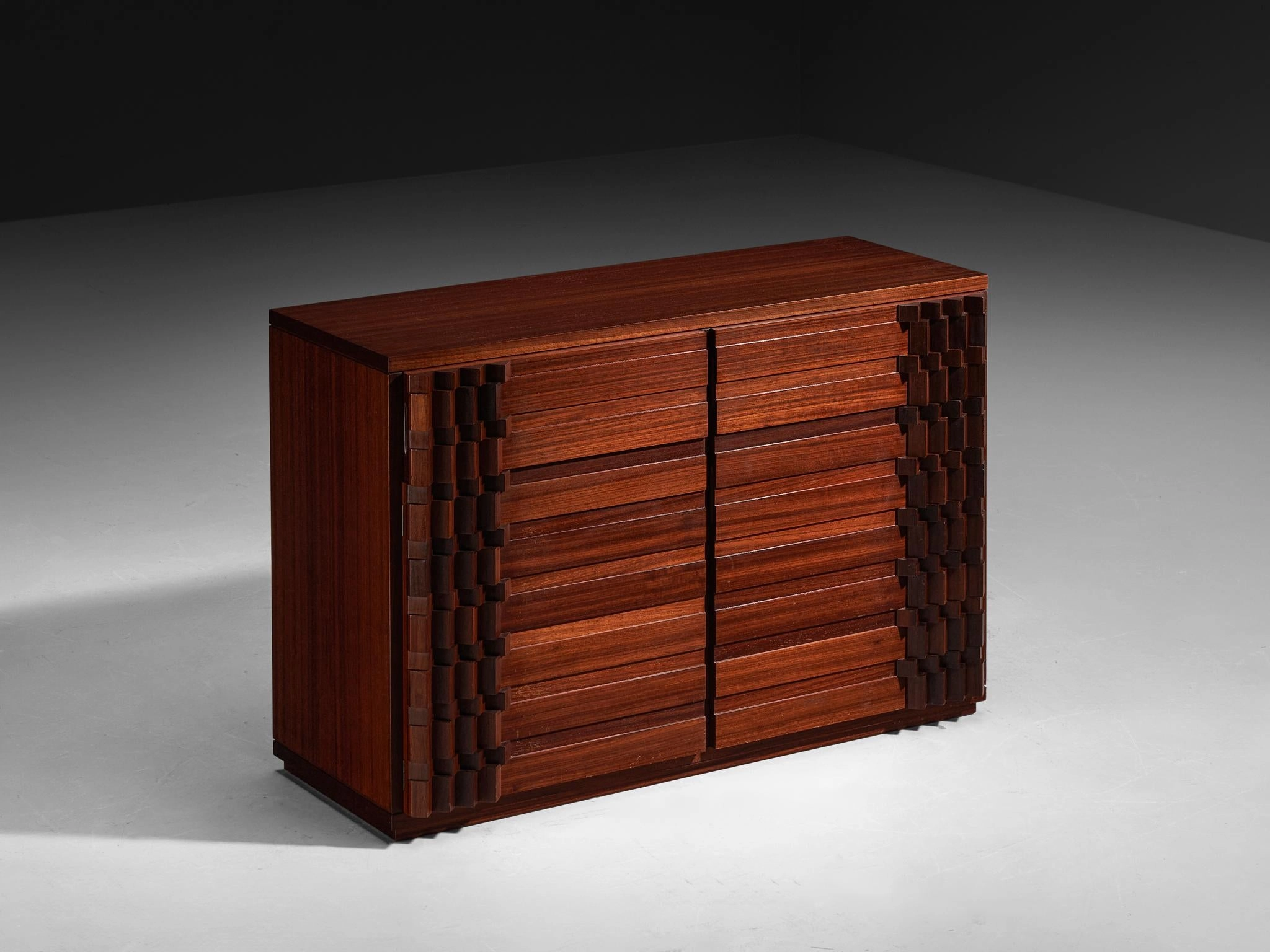 Luciano Frigerio 'Diamante' Sideboard with Cubist Graphic Front storage cabinet,organizer,furniture storage