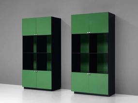 Luigi Saccardo 'Topline' Highboards in Vibrant Green and Black Color storage cabinet,organizer,furniture storage