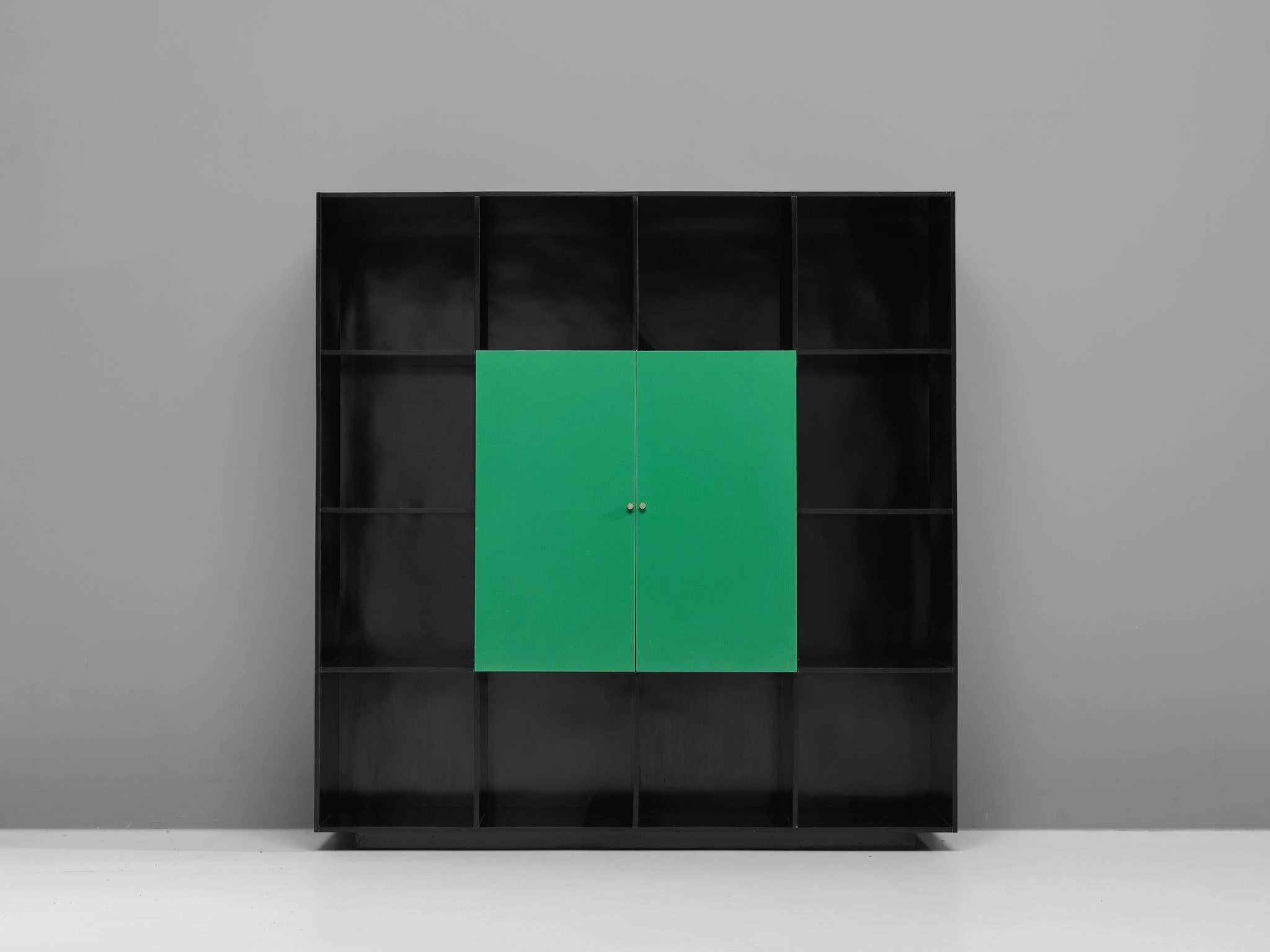 Luigi Saccardo 'Topline' Wall Unit in Vibrant Green and Black Color