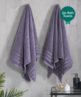 Luxury 2Pc Bath Towel Set, 625 Gsm, Purple bath towels,soft towels,bathroom textiles