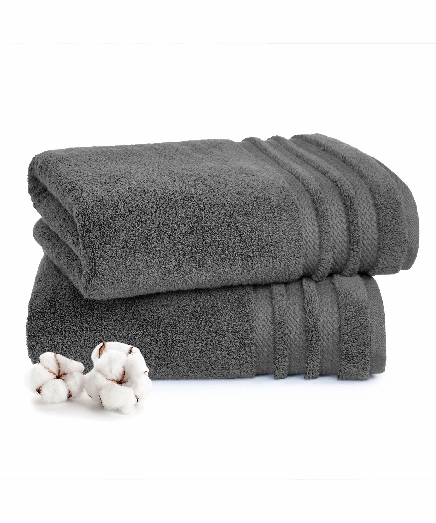 Luxury 2Pc Bath Towel Set , 625 Gsm, Charcoal
