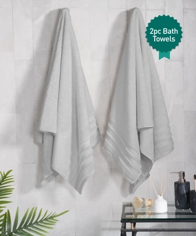Luxury 2Pc Bath Towel Set , 625 Gsm, Grey bath towels,soft towels,bathroom textiles