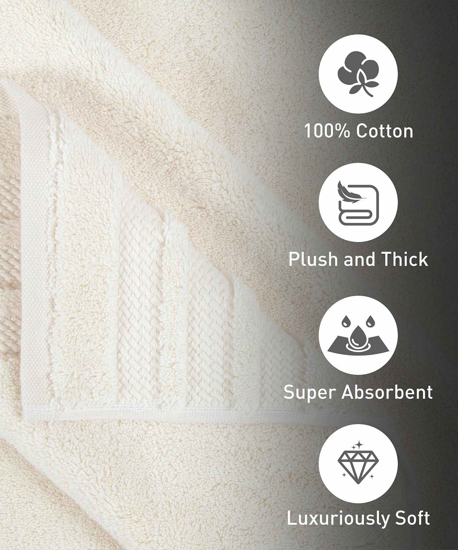 Luxury 2Pc Bath Towel Set , 625 Gsm, Linen