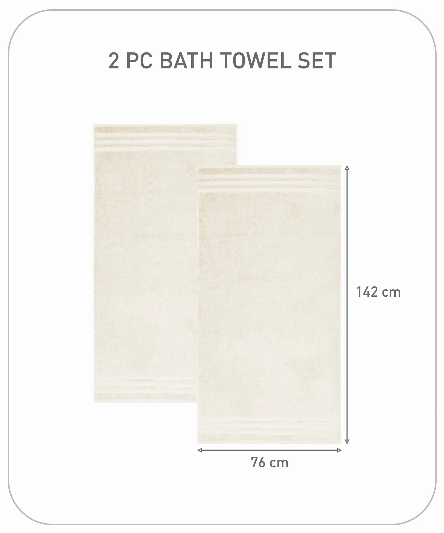 Luxury 2Pc Bath Towel Set , 625 Gsm, Linen
