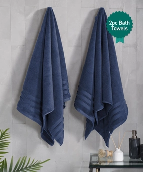 Luxury 2Pc Bath Towel Set , 625 Gsm, Navy bath towels,soft towels,bathroom textiles