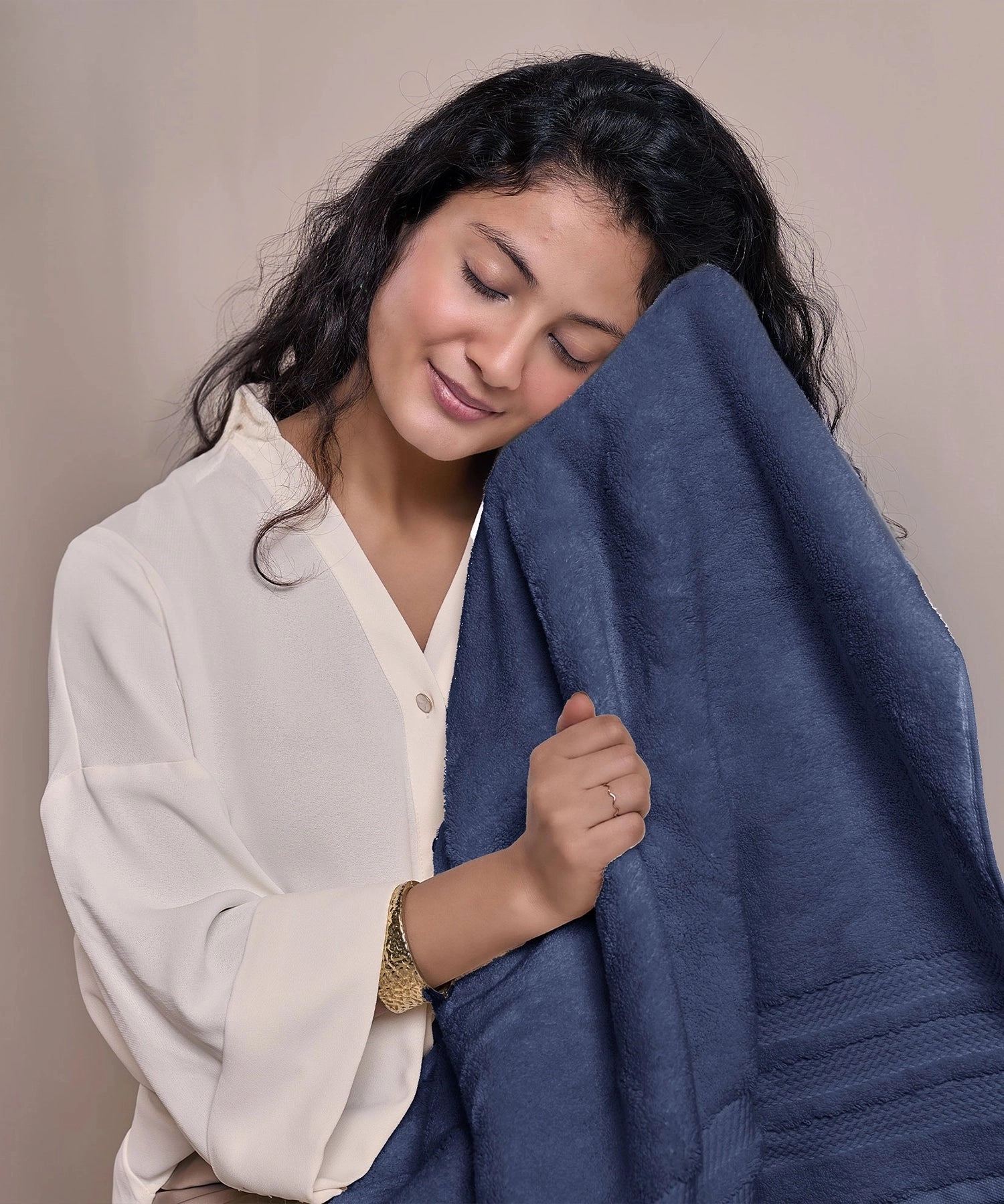 Luxury 2Pc Bath Towel Set , 625 Gsm, Navy