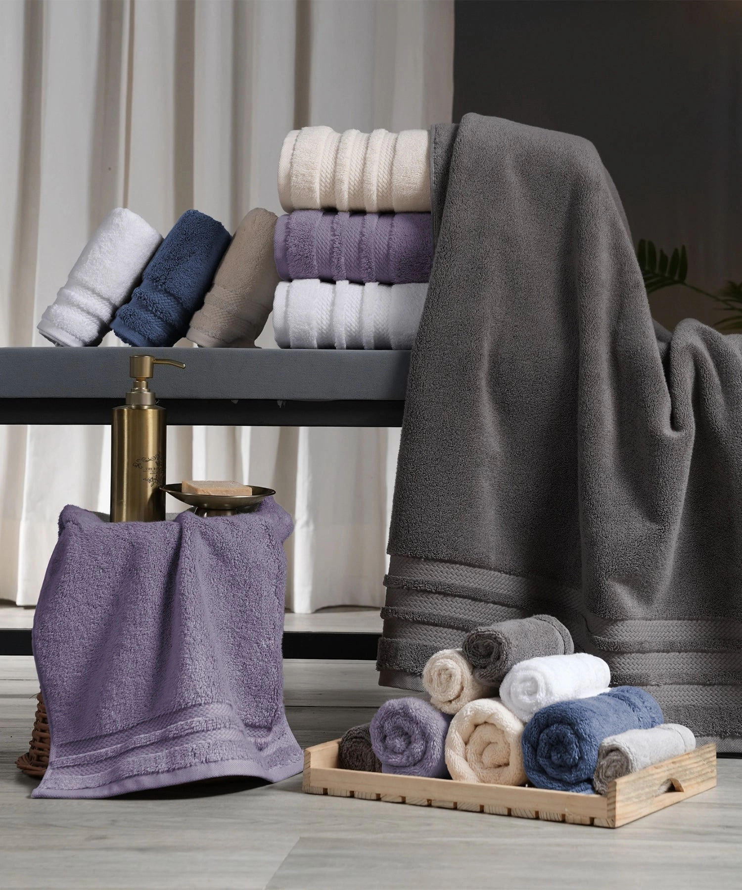 Luxury 2Pc Bath Towel Set , 625 Gsm, Navy