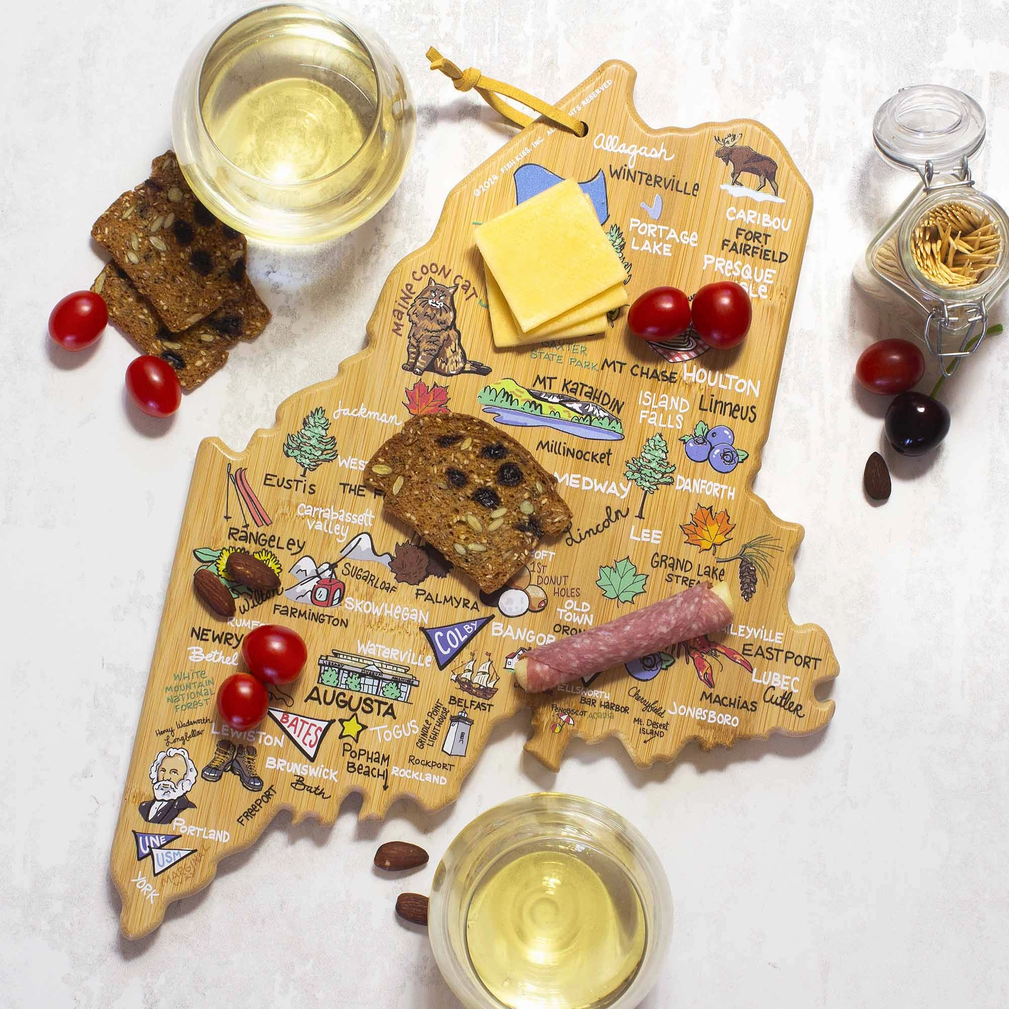 Maine Cutting Board with Artwork by Fish Kiss