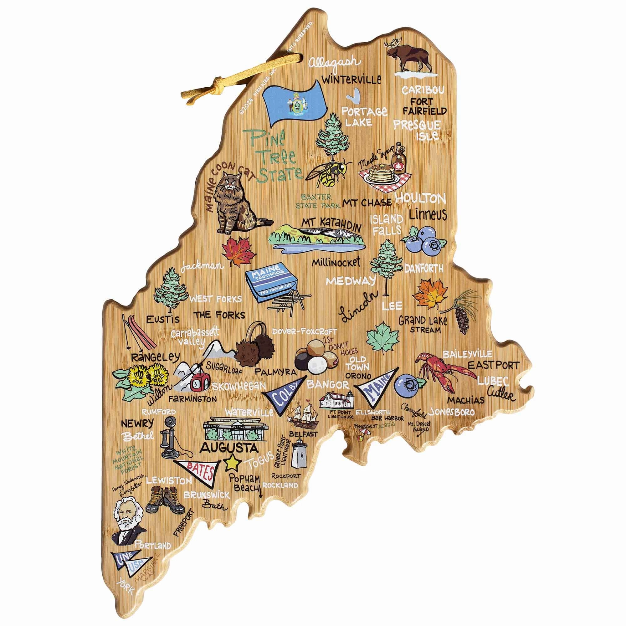 Maine Cutting Board with Artwork by Fish Kiss cutting board,chopping board,kitchen tools