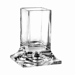 Majestic Gifts Square Clear Crystal Swab Holder toothbrush holder,bathroom cup,bathroom organizer