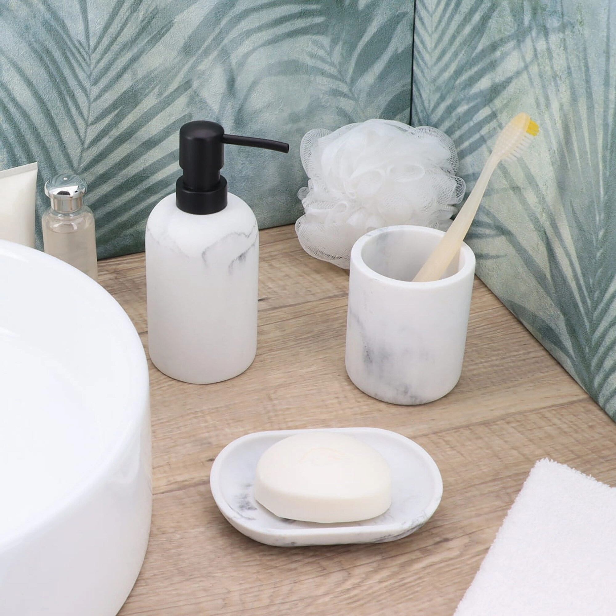 Marble Resin Toothbrush Holder - 2.10 L x 2.10 W x 3.8 H