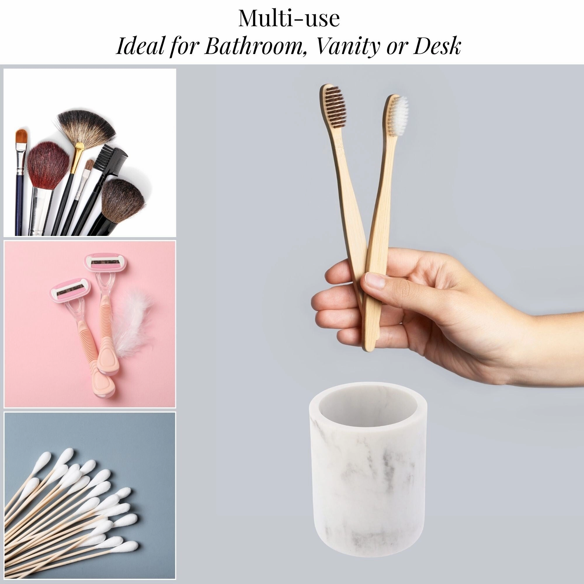 Marble Resin Toothbrush Holder - 2.10 L x 2.10 W x 3.8 H