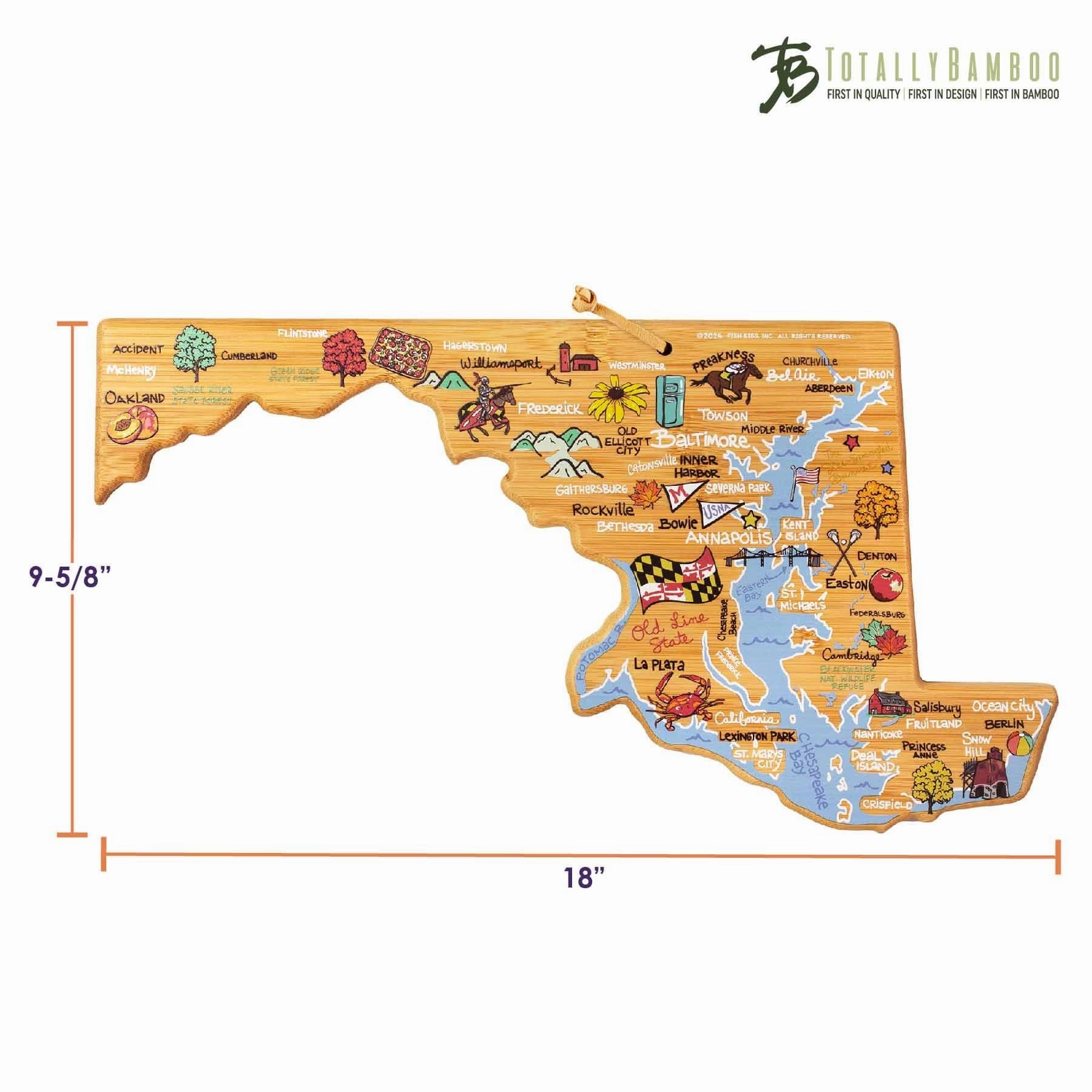 Maryland Cutting Board with Artwork by Fish Kiss