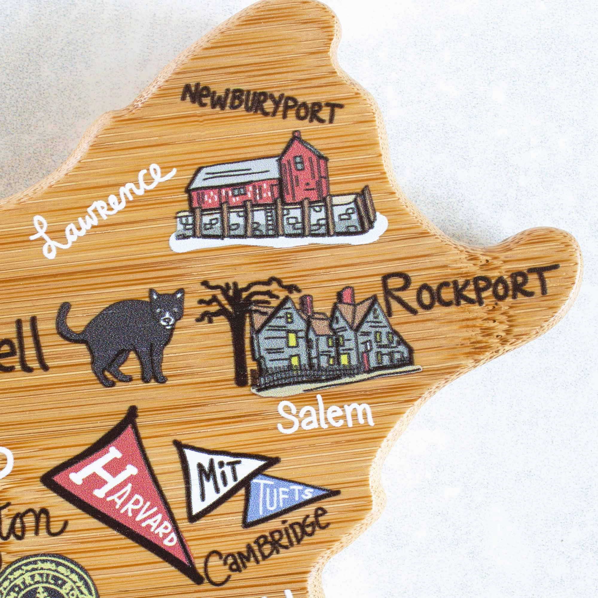 Massachusetts Cutting Board with Artwork by Fish Kiss