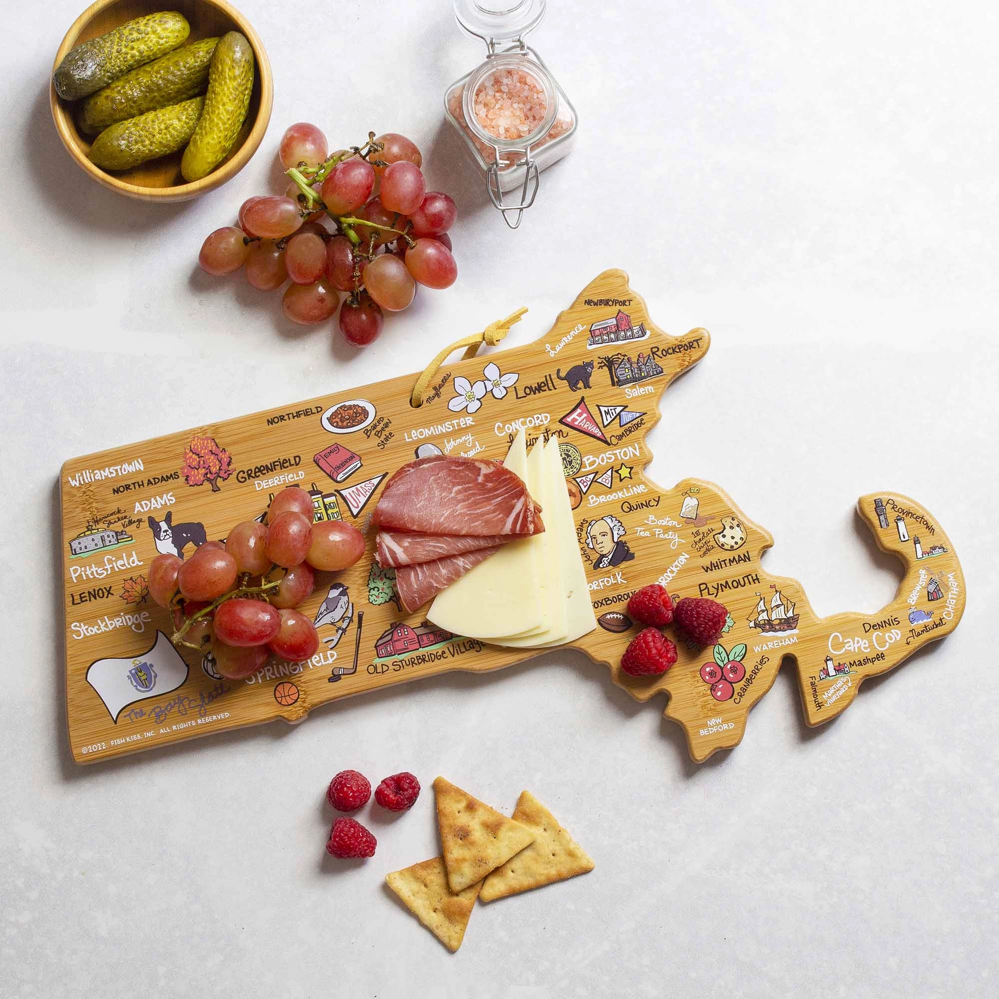 Massachusetts Cutting Board with Artwork by Fish Kiss