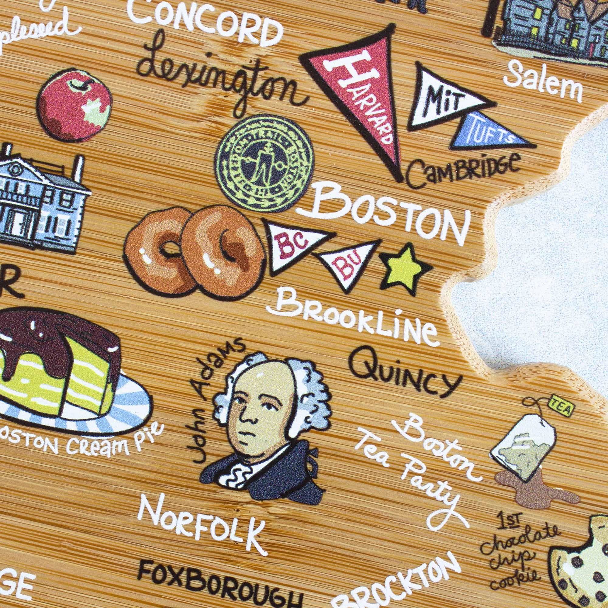 Massachusetts Cutting Board with Artwork by Fish Kiss