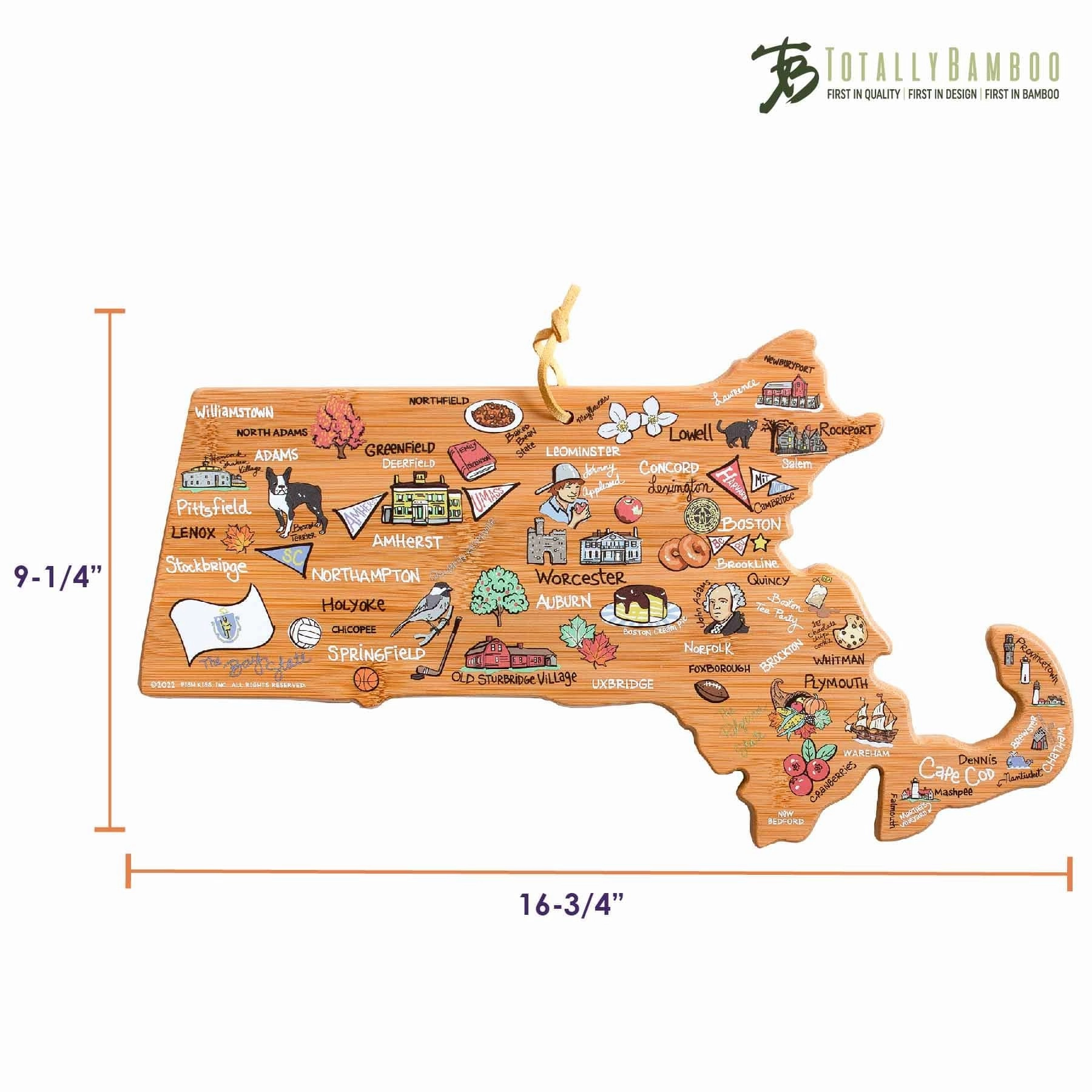 Massachusetts Cutting Board with Artwork by Fish Kiss