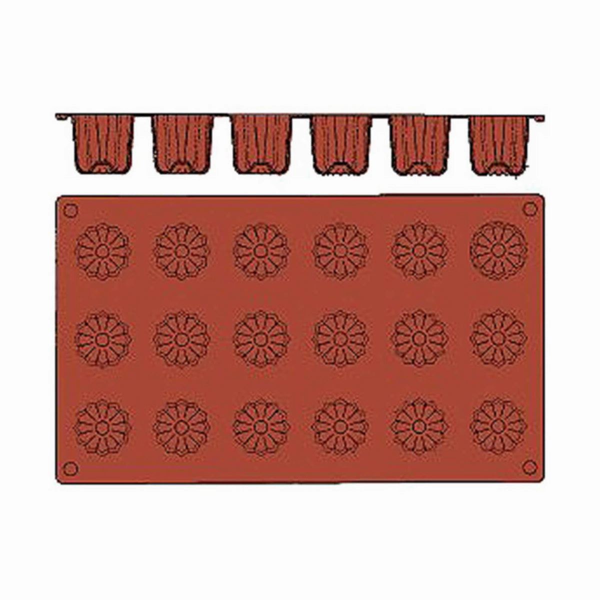 Matfer 257990 Gastroflex Mini Cannele Mold, Sheet of 18, 1-3/8"