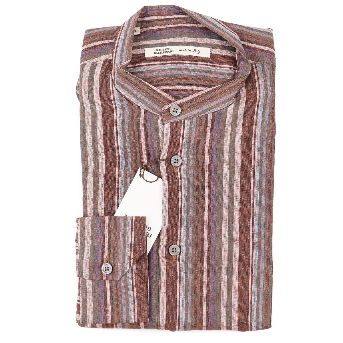 Maurizio Baldassari Band Collar Linen Shirt Clothing_Maurizio-Baldassari