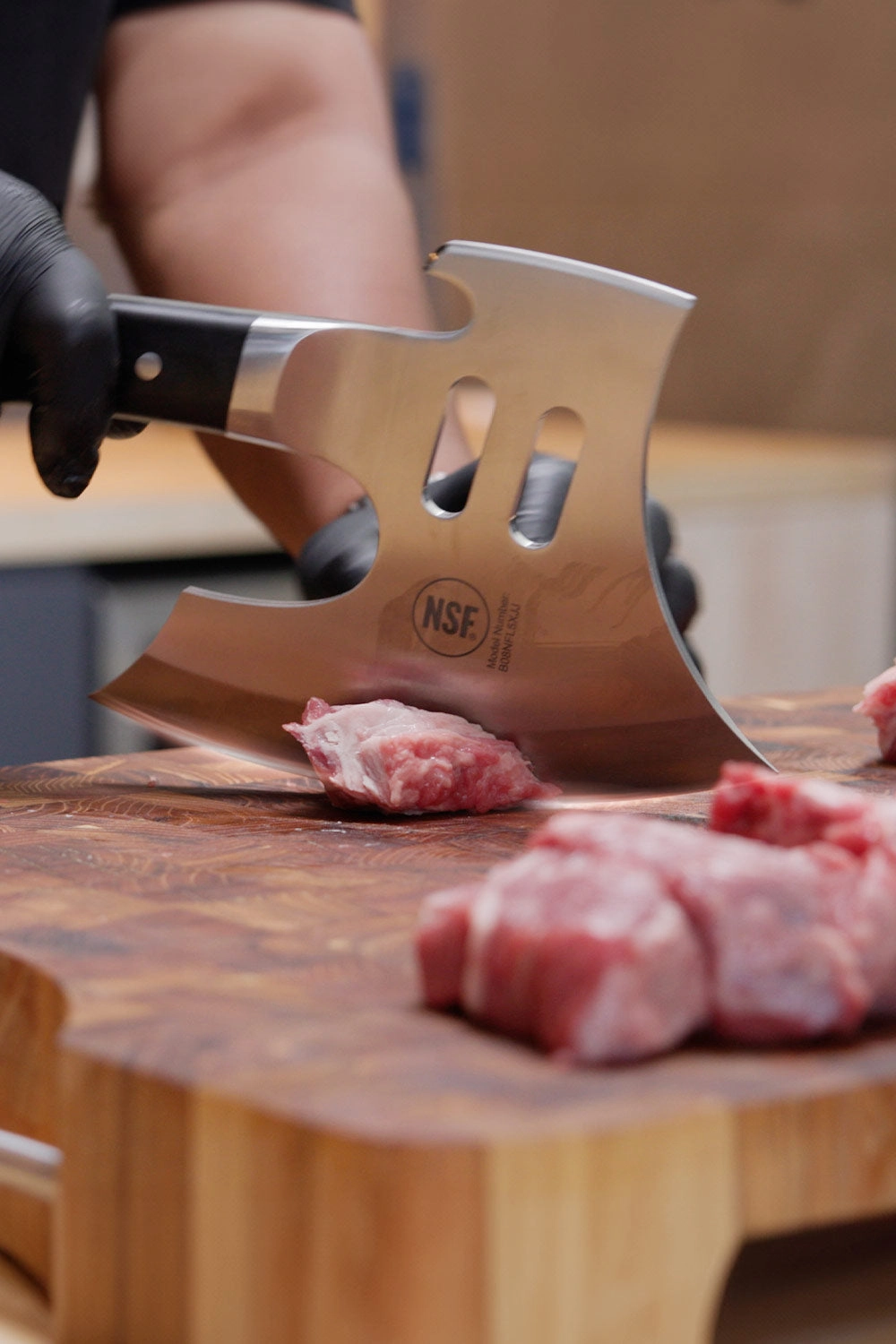 Meat Chopper 8" with Acacia Wood Stand | 'The Punisher' | Gladiator Series | NSF Certified | Dalstrong 