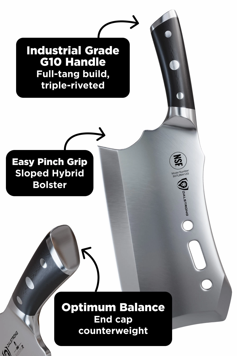 Meat Cleaver 9" with Stand | Obliterator | Gladiator Series | R | NSF Certified | Dalstrong 